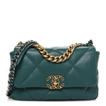 Lambskin Quilted Medium Chanel 19 Flap Green