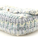 Tweed Quilted Mini Rectangular Flap Light Green Silver White