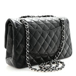 Lambskin Quilted Medium Double Flap Black