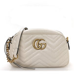 Calfskin Matelasse Small GG Marmont Chain Shoulder Bag White