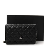 Caviar Quilted Wallet on Chain WOC Black