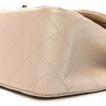 Iridescent Caviar Quilted Jumbo Double Flap Beige