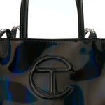 Patent Vegan Leather Small Shopping Bag Black Rainbow