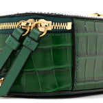 Calfskin Crocodile Embossed Mini C Vanity Bag Woodsy Green