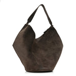 Suede Calfskin Medium Lotus Tote Cedar