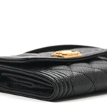 Caviar Quilted Boy Card Holder On Chain Black