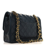 Lambskin Quilted Medium Double Flap Navy