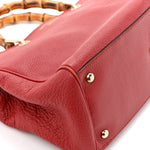 Pebbled Calfskin Medium Bamboo Shopper Tote Red