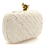 Foulard Intrecciato Minaudiere Knot Clutch Bone