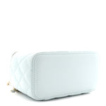 Lambskin Quilted Small Top Handle Vanity Case With Chain Light Blue