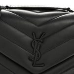 Calfskin Y Quilted Monogram Monochrome Small Loulou Chain Satchel Black