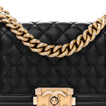 Caviar Quilted Small Boy Flap Black