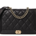 Caviar Quilted Boy Wallet On Chain WOC Dark Brown