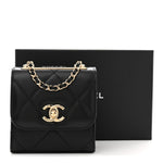 Lambskin Quilted Mini Trendy CC Chain Wallet Black