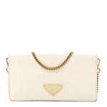 Saffiano Cuir Triangle Logo Miniborse White