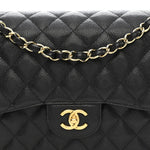 Caviar Quilted Jumbo Double Flap Black