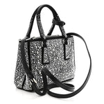 Satin Crystal Mini Galleria Double Zip Tote Metal