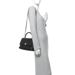 Caviar Quilted Small Coco Handle Flap Black