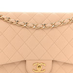 Caviar Quilted Jumbo Double Flap Beige Clair