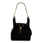 Suede Quilted Medium Chanel 25 Handbag Black
