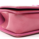 Patent Tweed Medium Boy Flap Fuchsia