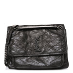 Crinkled Calfskin Matelasse Monogram Medium Niki Chain Satchel Storm