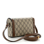 GG Supreme Monogram Mini Horsebit 1955 Shoulder Bag Beige Brown Sugar