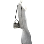 Satin Crystal Mini Galleria Double Zip Tote Metal