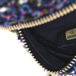 Tweed Quilted Round Clutch With Chain Multicolor