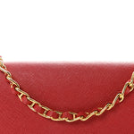 Saffiano Metal Oro Chain Wallet Fuoco