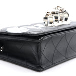Calfskin Quilted Graffiti Knuckle Shoulder Bag Black
