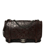 Calfskin Lambskin Studded Paris Dallas Texan Flap Brown Black