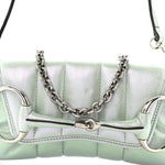 Iridescent Nappa Vertical Matelasse Small Maxi Horsebit Chain Shoulder Bag Iridescent Salvy Green