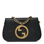 Roxy Calfskin Blondie Chain Shoulder Flap Bag Black