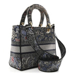 Canvas Embroidered Jardin Magique Medium Lady D-Lite Denim Multicolor