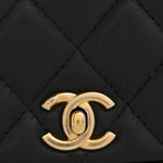Calfskin Quilted Coco Mail Clutch With Chain Black