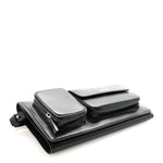 Calfskin Trifold Document Case Clutch Black
