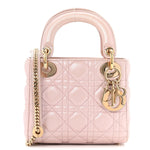 Metallic Lambskin Cannage Mini Lady Dior Lotus