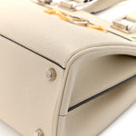 Grainy Calfskin Small Zumi Top Handle Bag Mystic White