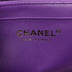 Lambskin Quilted Mini Top Handle Rectangular Flap Dark Purple