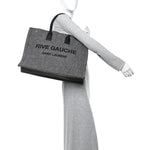 Wool Calfskin Rive Gauche Tote Grey