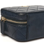 Lambskin Quilted Small Trendy CC Camera Case With Chain Navy