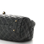 Calfskin Quilted Stam Dark Grey