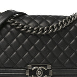 Lambskin Quilted Medium Boy Flap Dark Grey
