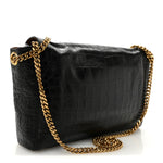 Calfskin Crocodile Embossed Suede Medium Reversible Monogram Kate Satchel Military Taupe