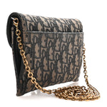 Oblique Saddle Chain Long Wallet  Blue