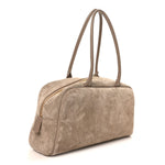 Suede Calfskin Large Perfect Bowling Bag Grey
