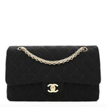 Jersey Quilted Medium Bijoux Chain Double Flap Black