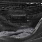 Re-Nylon Vela Saffiano Pocket Double Zip Shoulder Bag Black