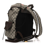 GG Supreme Monogram Medium Ophidia Double Buckle Backpack Brown